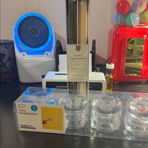 Threshold Black and Cream Taper Candles with Clear Candleholders